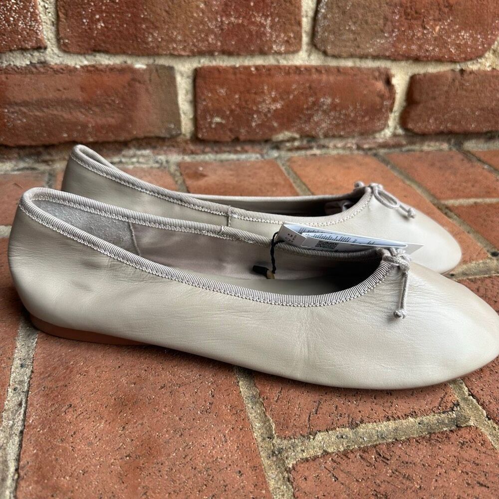 Mango MNG Leather Ballet Flats Bow Detail Beige Womens EU 41 Mango NEW - Picture 10 of 12